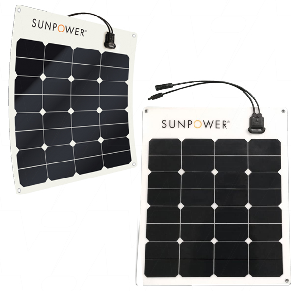 Sunpower 50W Monocrystalline Flexible Solar Panel with 450mm cables and MC4 connectors